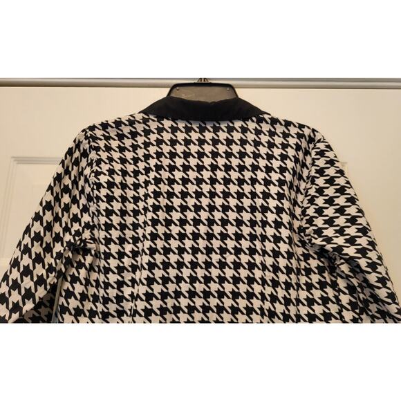 Worthington Houndstooth Top Women's Size 14 Button Up Black/White With Collar - Picture 4 of 9